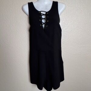 Target Xhilaration‎ Size Medium Romper Laces Front Short Shorts Play/Jump Suit